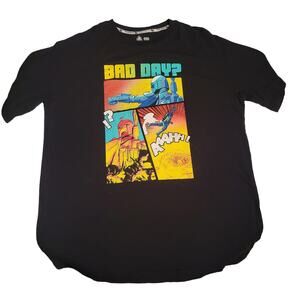 Disney Star Wars Mandalorian "Bad Day?" Black Graphic T-shirt Mens Size Medium